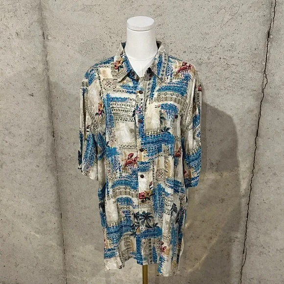 Vintage Campia Hawaiian Shirt | Y2K 90s Resortwear | Beach Vacation Button Up - Picture 1 of 7